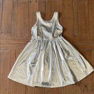Pink chicken Liza lame silver metallic sleeveless twirl dress girls 4